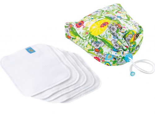 Reusable Wipe Pouch (LEMON TREE) + 5pcs Reusable Wipes - COMBINED SET