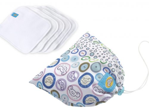 Reusable Wipe Pouch (BUBBLE GUM) +  5pcs Reusable Wipes - COMBINED SET