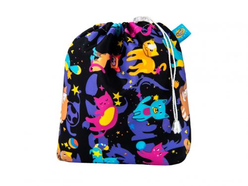 Woreczek na chusteczki wielorazowe + 5 chusteczek wielorazowych (SLEEPING CATS) - zestaw