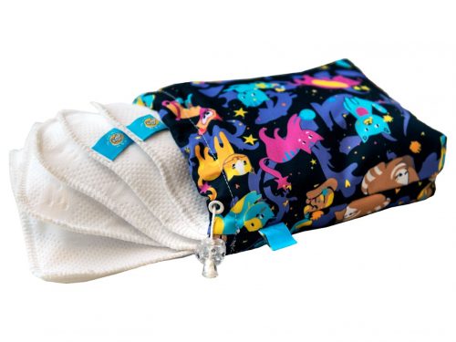 Woreczek na chusteczki wielorazowe + 5 chusteczek wielorazowych (SLEEPING CATS) - zestaw