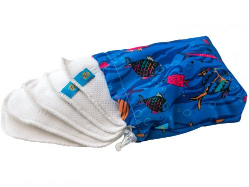 Woreczek na chusteczki wielorazowe + 5 chusteczek wielorazowych (FISH) - zestaw