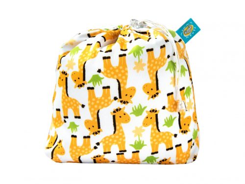 Woreczek na chusteczki wielorazowe + 5 chusteczek wielorazowych (GIRAFFE) - zestaw